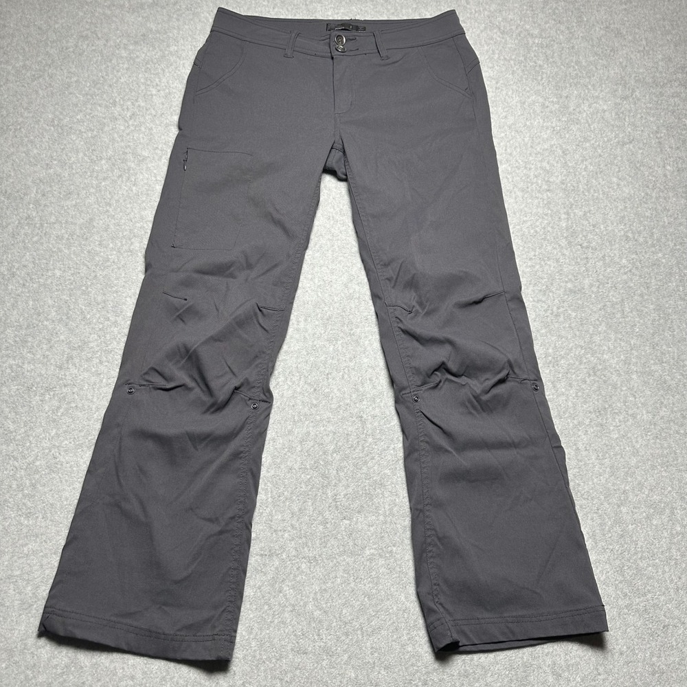 Prana Halle Hiking Pants Womens 8 Regular Charcoal Gray Straight Leg Stretch